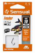 Āķi ar pavadiņām – SENSUAL – FEEDER 9109 Nr. 10 BN / aukla: 0,14 mm / 70 cm – 8 gab.